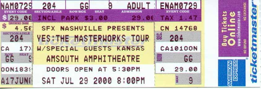 Ticket for Yes gig